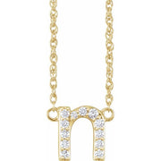 14K Yellow 1/10 CTW Natural Diamond Lowercase Initial N 16' Necklace