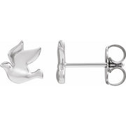 14K White Holy Spirit Dove Earrings
