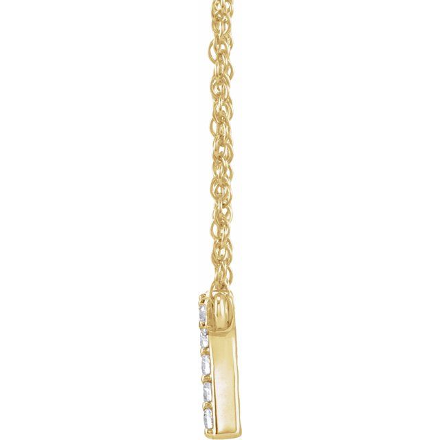 14K Yellow .07 CTW Natural Diamond Lowercase Initial R 16' Necklace