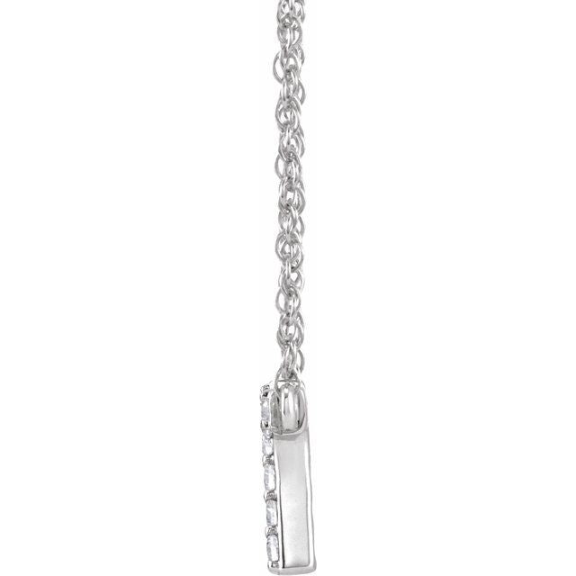 14K White .07 CTW Natural Diamond Lowercase Initial R 16' Necklace