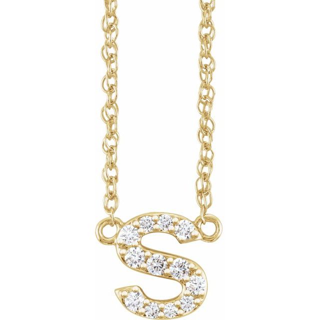 14K Yellow 1/10 CTW Natural Diamond Lowercase Initial S 16' Necklace