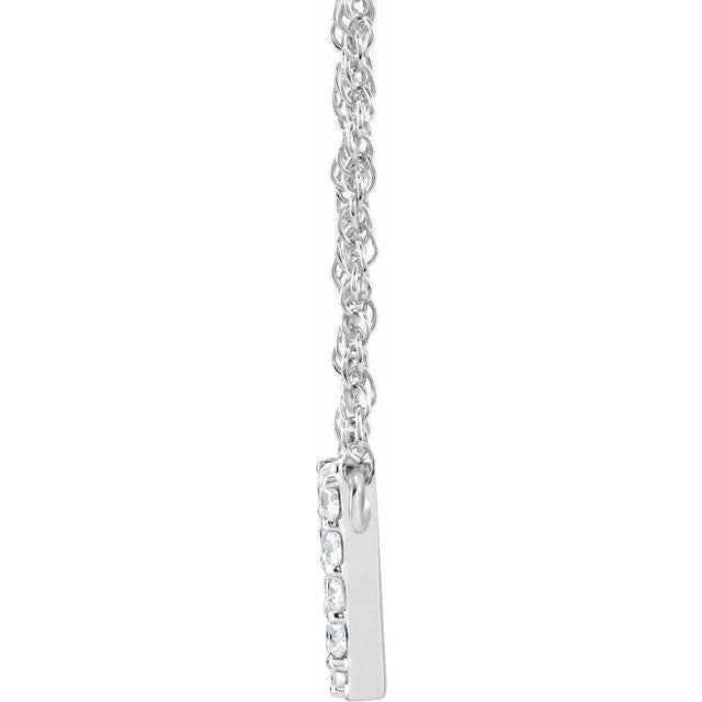 14K White 1/10 CTW Natural Diamond Lowercase Initial V 16' Necklace
