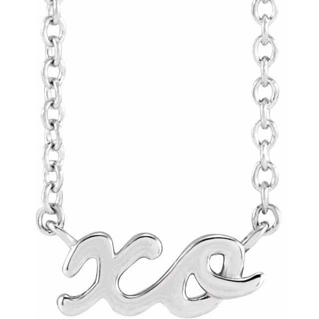 14K White Script 'XO' 18' Necklace