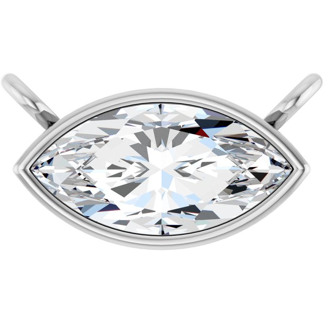 14K White 1/2 CT Lab-Grown Diamond Necklace Center