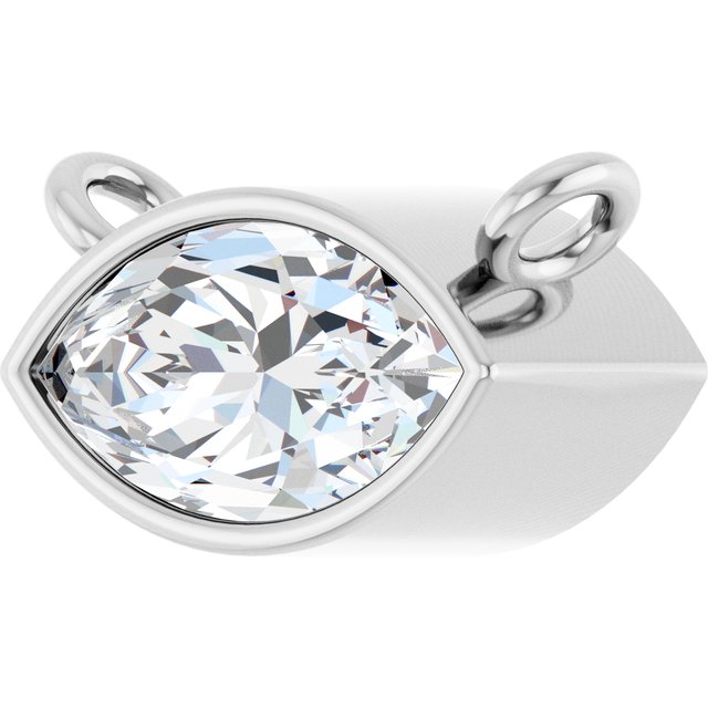 14K White 1/2 CT Lab-Grown Diamond Necklace Center