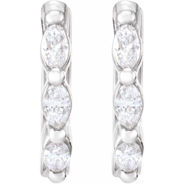 14K White 1/10 CTW Natural Diamond 10 mm Hoop Earrings
