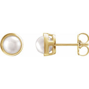 14K Yellow 4 mm Cultured White Akoya Pearl Stud Earrings