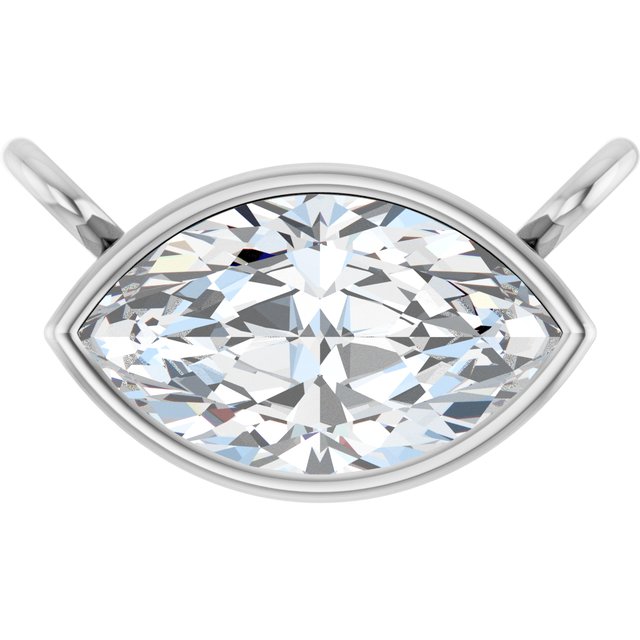 14K White 1/3 CT Lab-Grown Diamond Necklace Center