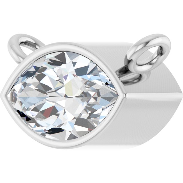 14K White 1/3 CT Lab-Grown Diamond Necklace Center