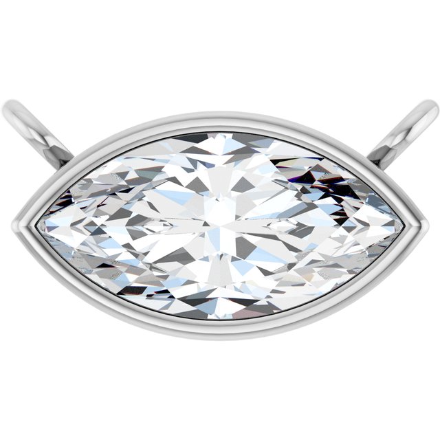 14K White 3/4 CT Lab-Grown Diamond Necklace Center