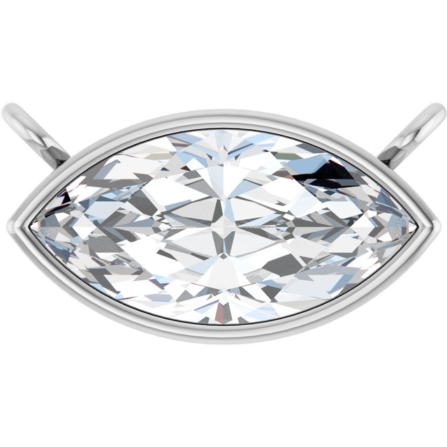 14K White 9/10 CT Lab-Grown Diamond Necklace Center