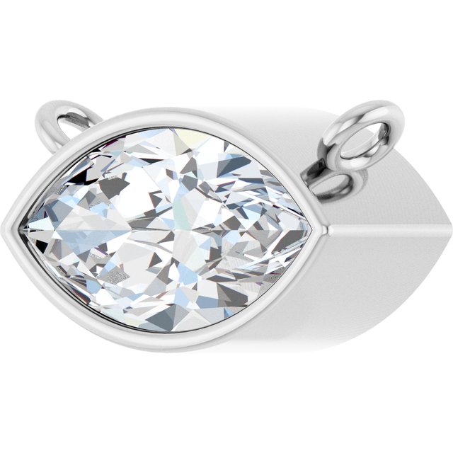 14K White 9/10 CT Lab-Grown Diamond Necklace Center