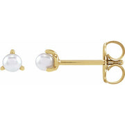 14K Yellow 2.5 mm Cultured White Seed Pearl Earrings