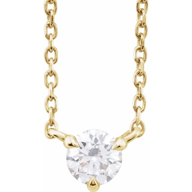 14K Yellow 1/5 CTW Natural Diamond Solitaire 16-18' Necklace