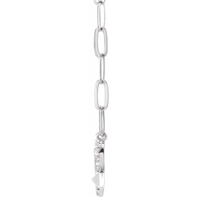 14K White 1/8 CTW Natural Diamond Heart & Arrow 16' Necklace