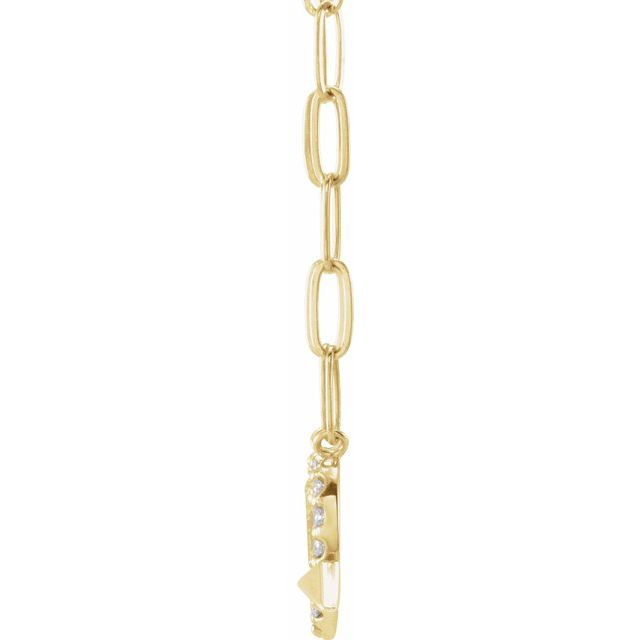 14K Yellow 1/8 CTW Natural Diamond Heart & Arrow 16' Necklace