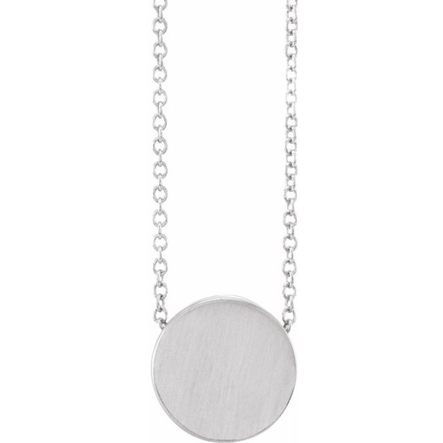 14k White 10 Mm Engravable Disc 16-18' Necklace