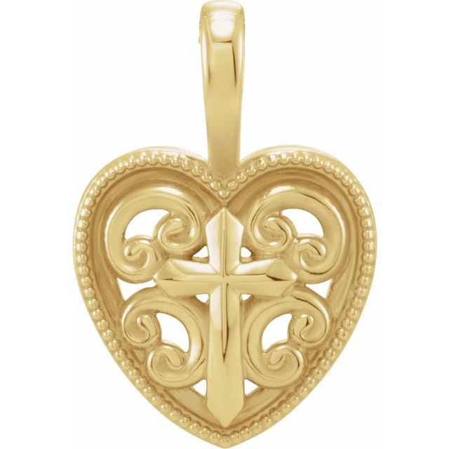 14K Yellow 18.7x12.6 mm Cross and Heart Pendant