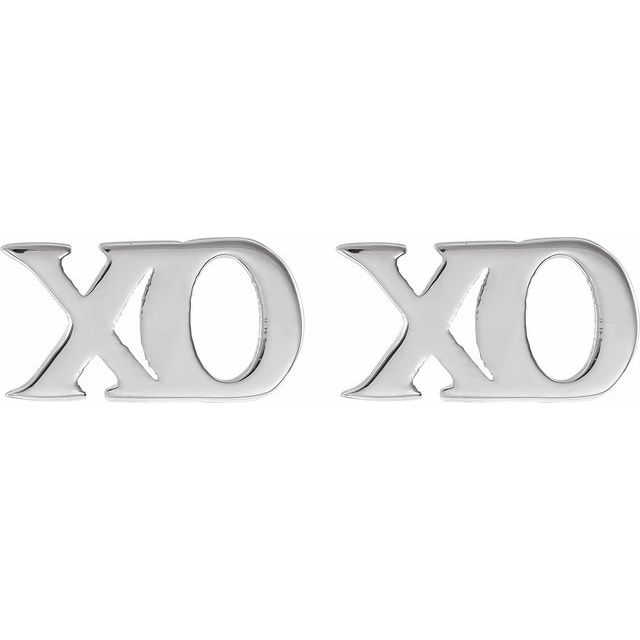 14k White Petite 'xo' Stud Earrings