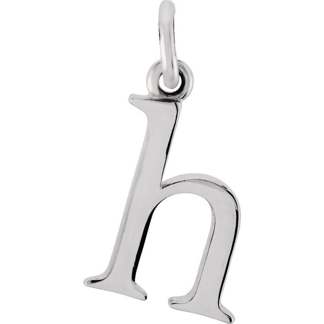 14K White Lowercase Initial H Pendant