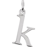 14K White Lowercase Initial K Pendant