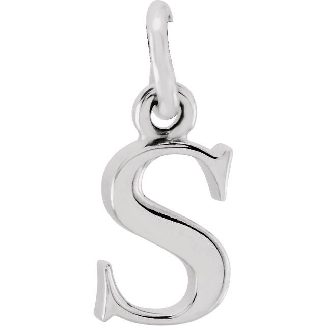14K White Lowercase Initial S Pendant