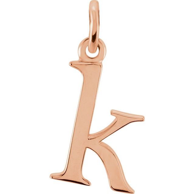 14K Rose Lowercase Initial K Pendant
