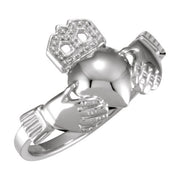 14K White 14x12 mm Claddagh Band