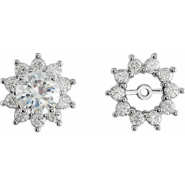 14K White 3/4 CTW Natural Diamond Earring Jackets with 5mm ID