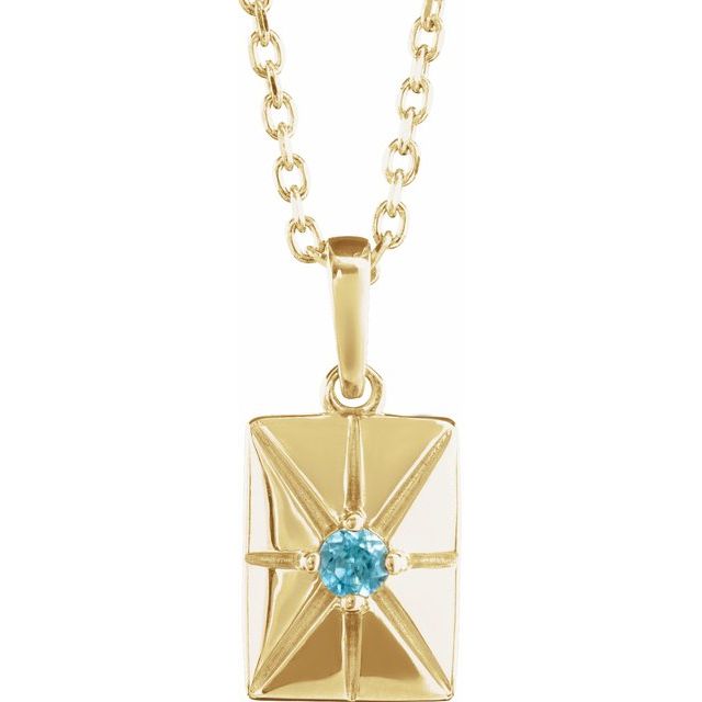14K Yellow Natural Blue Zircon 16-18' Necklace