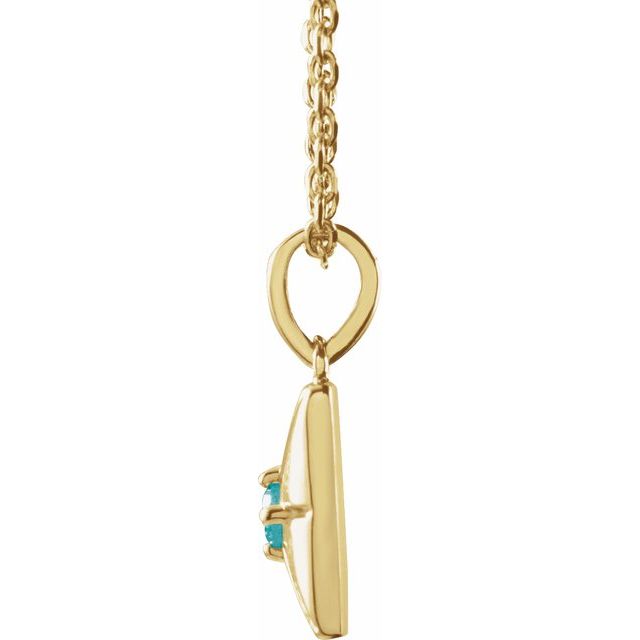 14K Yellow Natural Blue Zircon 16-18' Necklace