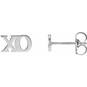 14k White Petite 'xo' Stud Earrings