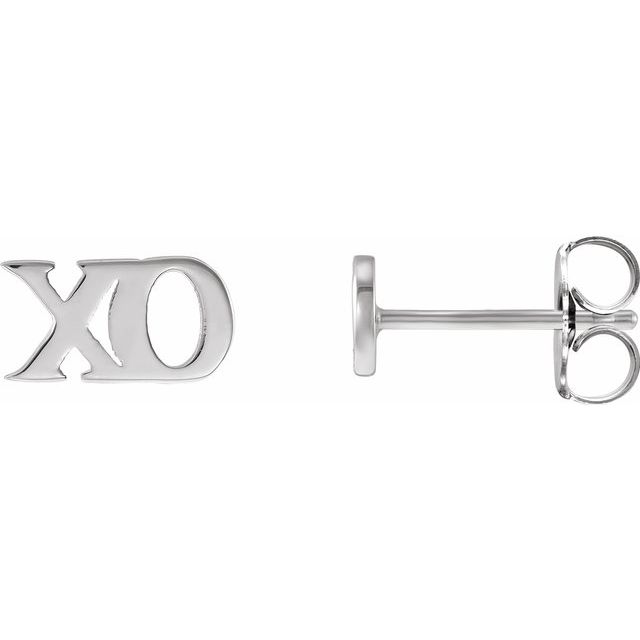 14k White Petite 'xo' Stud Earrings