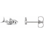 Sterling Silver Shark Stud Earrings