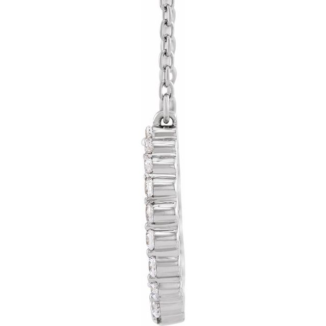 14K White 3/8 CTW Lab-Grown Diamond Graduated Circle 16-18' Necklace