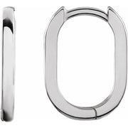 Sterling Silver Elongated Oval 14 mm Hoop Earrings