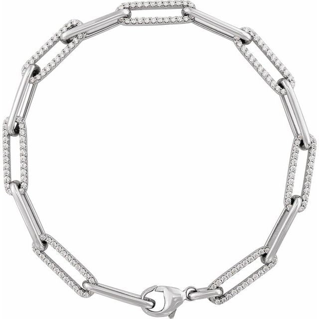 14K White 1 CTW Natural Diamond Link 7' Bracelet