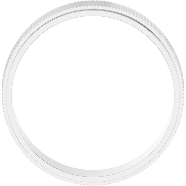 14K White 6 mm Knurled Pattern Band Size 10
