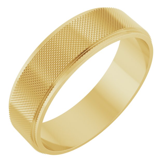 14K Yellow 6 mm Knurled Pattern Band Size 10