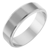14K White 6 mm Knurled Pattern Band Size 10