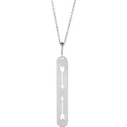 14K White .0025 CT Natural Diamond Arrow Bar 16-18' Necklace