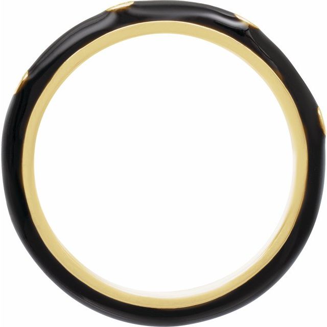 14K Yellow .05 CTW Natural Diamond & Black Enamel Ring