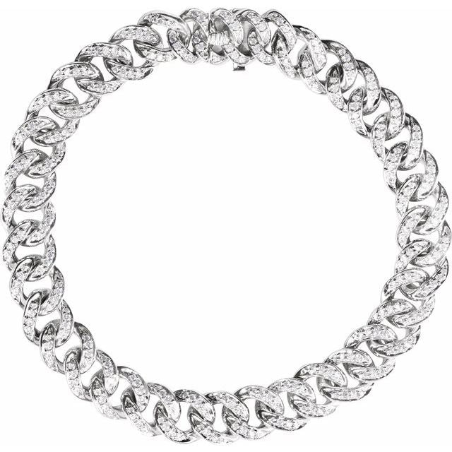 14K White 1 1/2 CTW Natural Diamond Link 7' Bracelet
