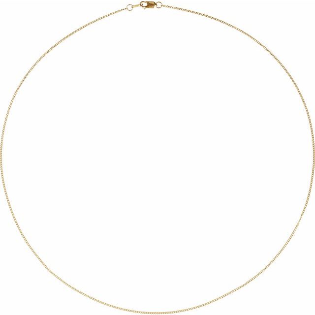 14K Yellow 1 mm Diamond-Cut Curb 16' Chain
