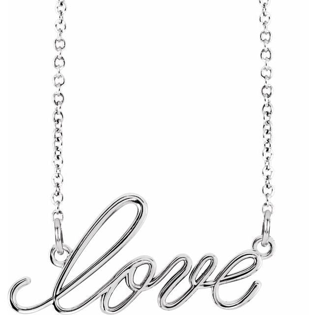Sterling Silver Love 16 1/2' Necklace