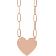 14K Rose Engravable Heart 18' Necklace