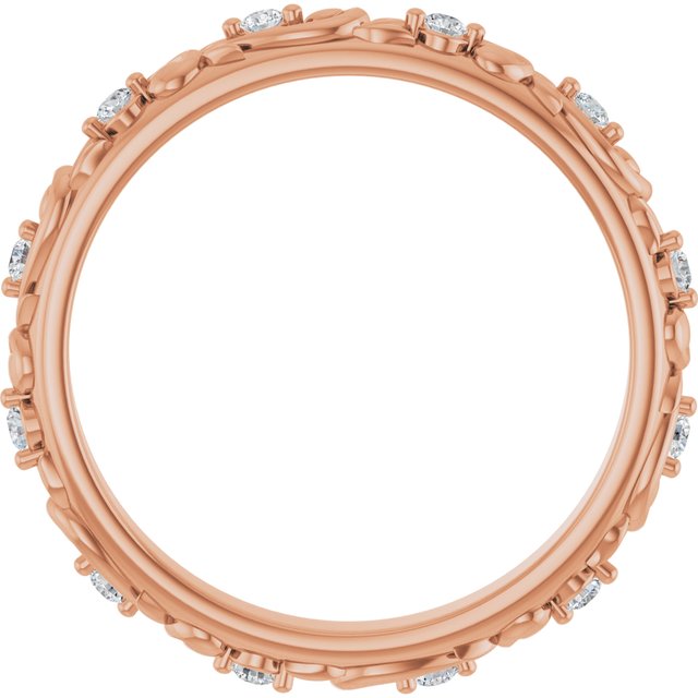 14K Rose 1.5 mm Round 1/6 CTW Natural Diamond Floral Band