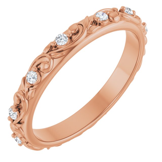 14K Rose 1.5 mm Round 1/6 CTW Natural Diamond Floral Band