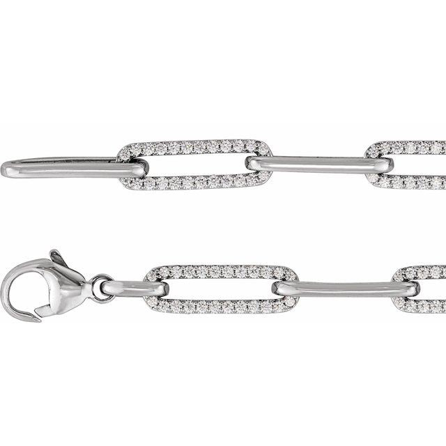 14K White 1 CTW Natural Diamond Link 7' Bracelet