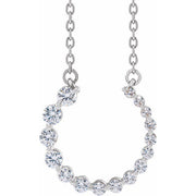 14K White 3/8 CTW Lab-Grown Diamond Graduated Circle 16-18' Necklace